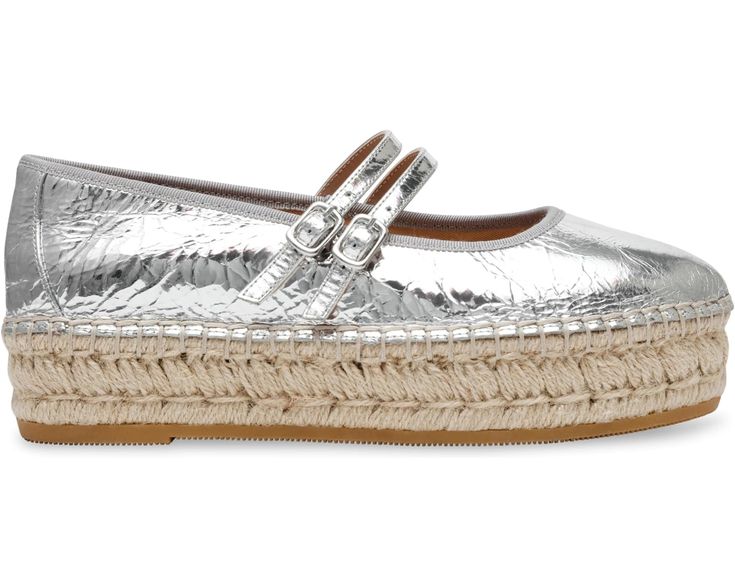 Women's Steve Madden Brinn | Zappos.com Silver Leather Sandals For Spring, Spring Silver Leather Sandals, Silver Metallic Leather Sandals For Spring, Spring Silver Metallic Leather Sandals, Metallic Round Toe Sandals For Spring, Metallic Leather Sandals For Spring, Spring Metallic Round Toe Sandals, Casual Metallic Sandals For Spring, Platform Flats