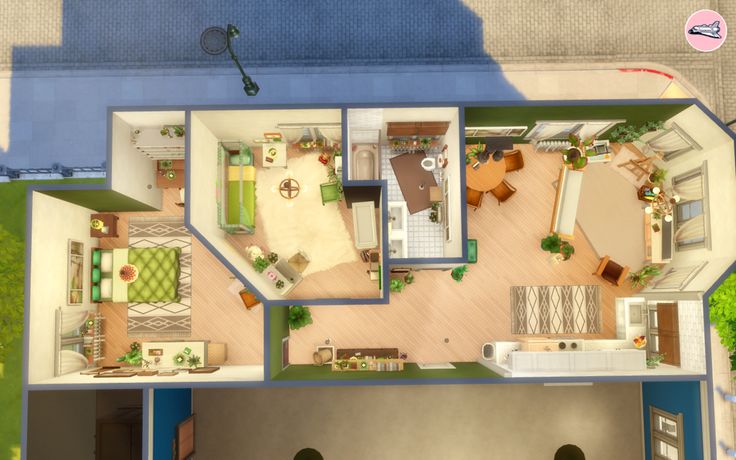 an aerial view of a two bedroom apartment