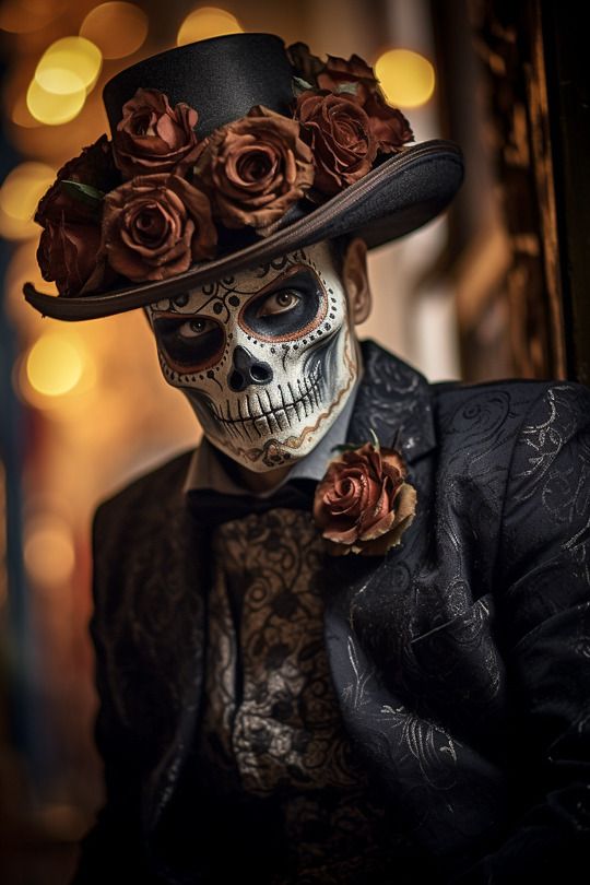 Catrin Costume, Dia De Los Muertos Makeup Ideas For Men, Mens Sugar Skull Makeup, Mens Halloween Makeup, Medusa Halloween Costume, Catrina Costume, Makeup Tips To Look Younger, Halloween Usa, Cardboard Costume