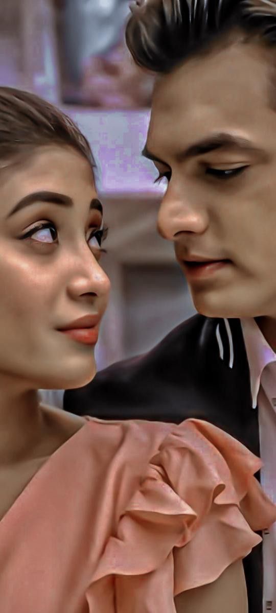 a digital painting of a man and woman looking into each other's eyes,