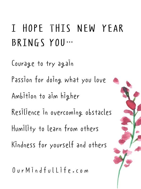 a greeting card with pink flowers and the words, i hope this new year brings you