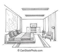 hand drawn sketch of a modern living room