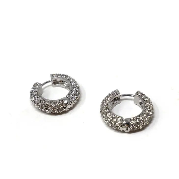 Estimated Shipping: end of February Be relentlessly chic in these gorgeous crystal huggie hoop earrings. Dress them up or down - perfect for any occasion. Details Materials: 14k gold plated brass, titanium posts. Dazzling Cubic Zirconia Hoop Earrings With Rhinestones, Small Hoop Cubic Zirconia Crystal Earrings, Small Hoop Earrings With Rhinestones In Cubic Zirconia, Silver Diamond Hoop Earrings With Rhinestones, Small Hoop Cubic Zirconia Earrings With Rhinestones, Trendy Small Hoop Cubic Zirconia Earrings, Crystal Hoop Earrings With Sparkling Stones For Anniversary, Round Crystal Hoop Earrings With Bling, Crystal Bling Hoop Earrings