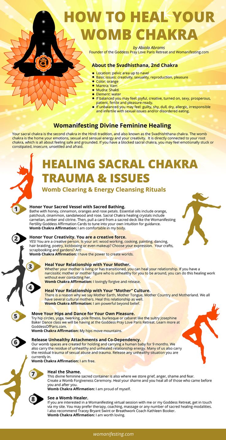 How to Heal Your Sacral Chakra Trauma: Divine Feminine Womb Chakra Womb Chakra, Swadhisthana Chakra, Sacral Chakra Healing, Evening Yoga, Second Chakra, Chakra Health, Chakra Heilung, Womb Healing, Chakra Affirmations