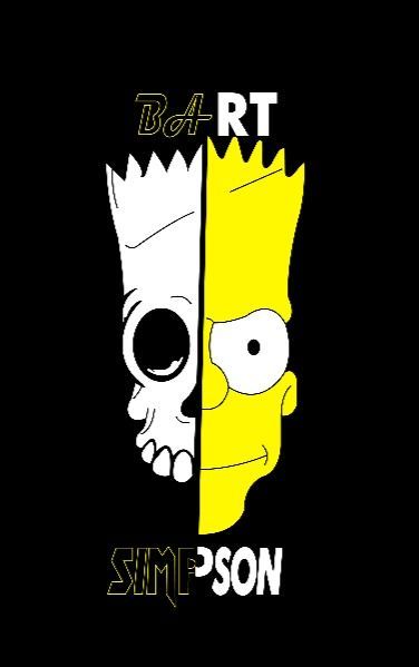 the simpsons and bart simpson face each other on black background with text that reads, ` person '