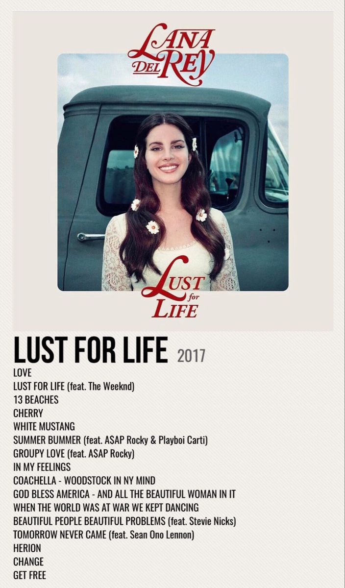 a poster with the words lust for life on it