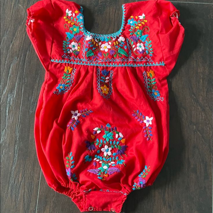 Embroidered By Hand Cute Red Tops With Floral Embroidery, Kids Bottoms, Baby Romper, Future Kids, Pet Clothes, Baby Fashion, Kids Shop, Jumpsuit Romper, Jumpsuit