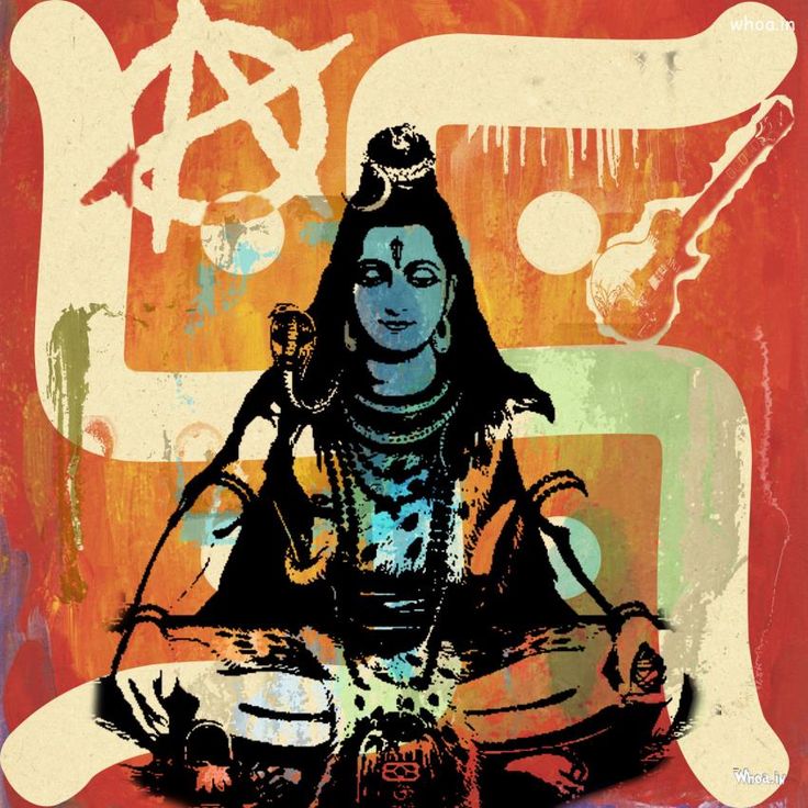 a painting of a person sitting in the middle of a meditation pose with an orange background