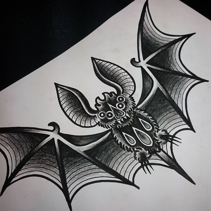 a drawing of a bat with wings on it