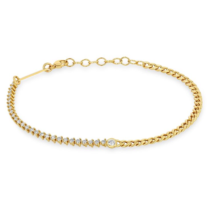 14k Floating Diamond Mixed Curb Chain & Diamond Tennis Bracelet Elegant Diamond Bracelet With Curb Chain, Classic Round Diamond Bracelet With Curb Chain, Yellow Gold Diamond Bracelet With Curb Chain, Gold Tennis Bracelet With Single Diamond, Diamond Jewelry With Curb Chain Bracelet, Formal Diamond Bracelet With Curb Chain, Yellow Gold Diamond Tennis Bracelet With Single Diamond, Formal Round Diamond Bracelet With Curb Chain, Yellow Gold Diamond Link Tennis Bracelet