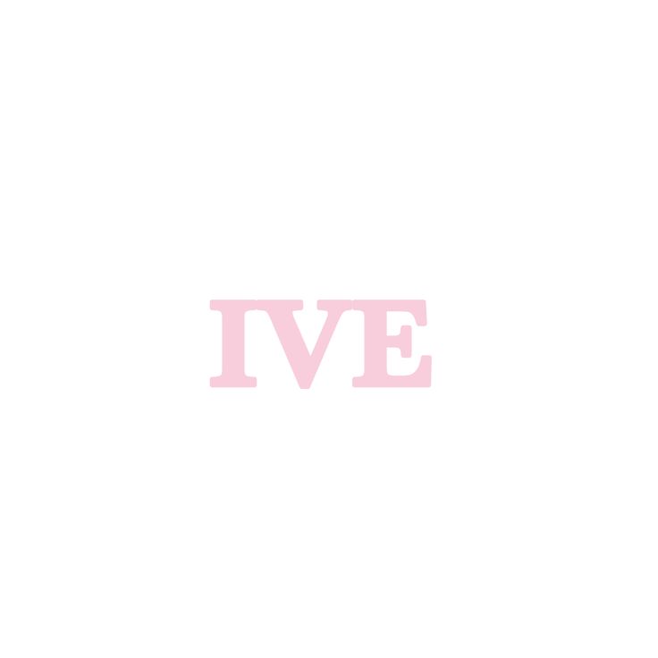 the word ive is written in light pink on a white background with a black border