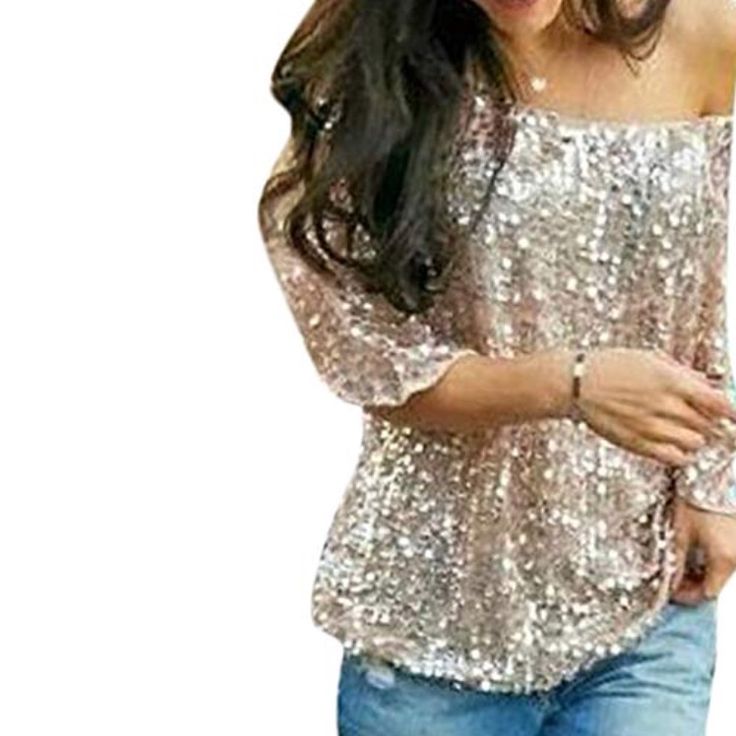 Evening Sequin Blouse / Fashion Must Have/ Stylish Look/ Color Gold/ Rose Gold/ Black/ Size Sx-Xl/ Lose Fit/ See Last Pics For Sizing High Quality Material Polyester & Cotton 3/4 Sleeves Condiction: New Tags Gold Sequin Top, Sequined Top, Wedding Girl, Sequin Sleeve, Sequin Blouse, Casual Tanks, Silky Dress, Red Sequin, Ladies Night