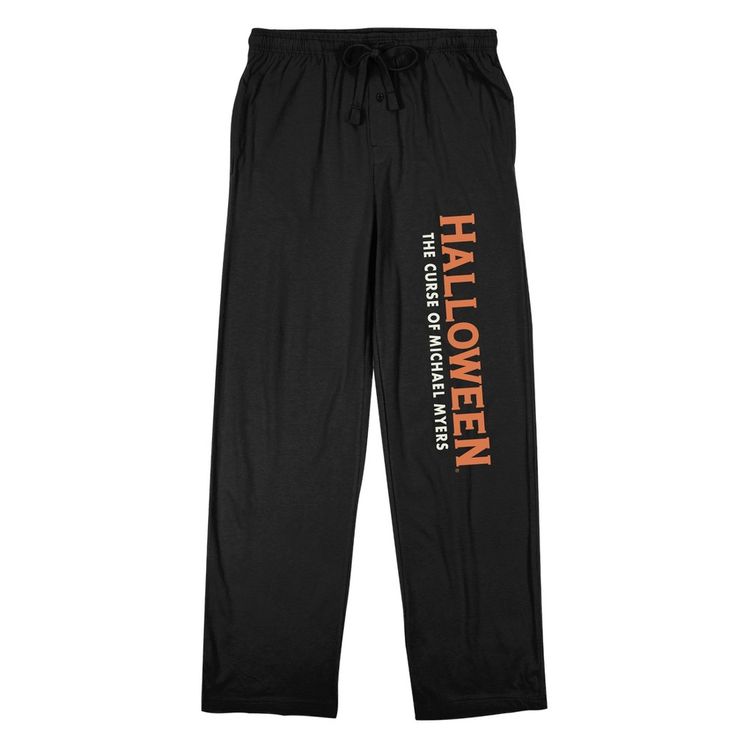 Get ready for a spooky night with this men's Halloween 6 2-pack pajama set. The set includes a crew neck short sleeve t-shirt featuring an image of a scary face and knife, and a pair of black sleep pajama pants with the movie's logo. The shirt is made with cotton, while the pants are a blend of 60% cotton and 40% polyester. The pants feature a drawstring adjustable waistband for a personalized fit. Both garments can be machine washed on cold with like colors and tumble dried on low heat. This of Black Graphic Print Sleepwear For Loungewear, Black Cotton Sleepwear For Fall, Black Short Sleeve Sleepwear With Graphic Print, Black Graphic Print Short Sleeve Sleepwear, Casual Black Sleepwear For Overnight, Casual Cotton Halloween Sleepwear, Black Relaxed Fit Sleepwear With Graphic Print, Casual Halloween Sleepwear Loungewear, Casual Halloween Sleepwear For Loungewear