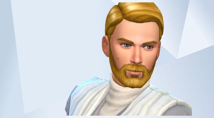 an animated image of a man with a beard wearing a white shirt and gold hair