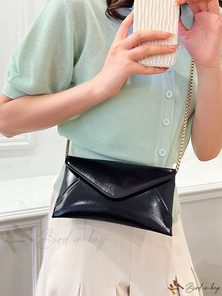 Bird in Bag - Leather Flap Envelope Bag Envelope Clutch For Daily Use, Chic Envelope Mobile Phone Bag, Envelope Shoulder Bag With Mobile Phone Bag For Evening, Chic Envelope Flap Bag, Trendy Envelope Bag For Office, Elegant Envelope Flap Bag For Daily Use, Chic Envelope Shoulder Bag For Everyday, Envelope-shaped Evening Bag For Mobile Phone, Chic Envelope Clutch For Office