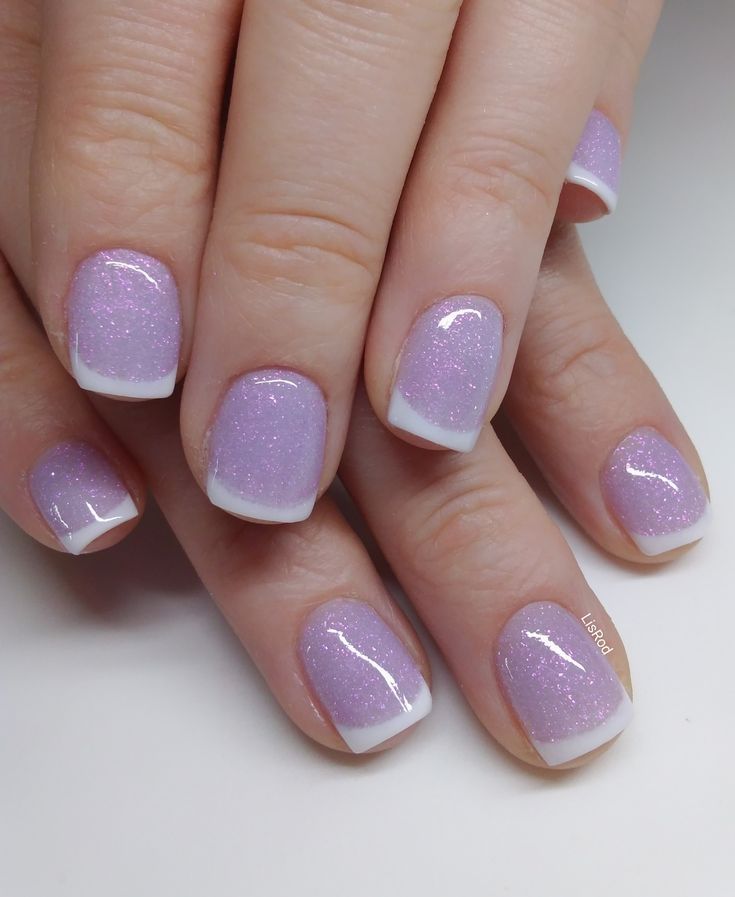 Purple And White Short Nails, Purple Nail Art Designs French Tips, Purple Gel Nails Ideas, Purple Tip Nails, Short Acrylic Nails French, Lavender Manicure, Purple Wedding Nails, Fur Nails, Purple Nail Art Designs