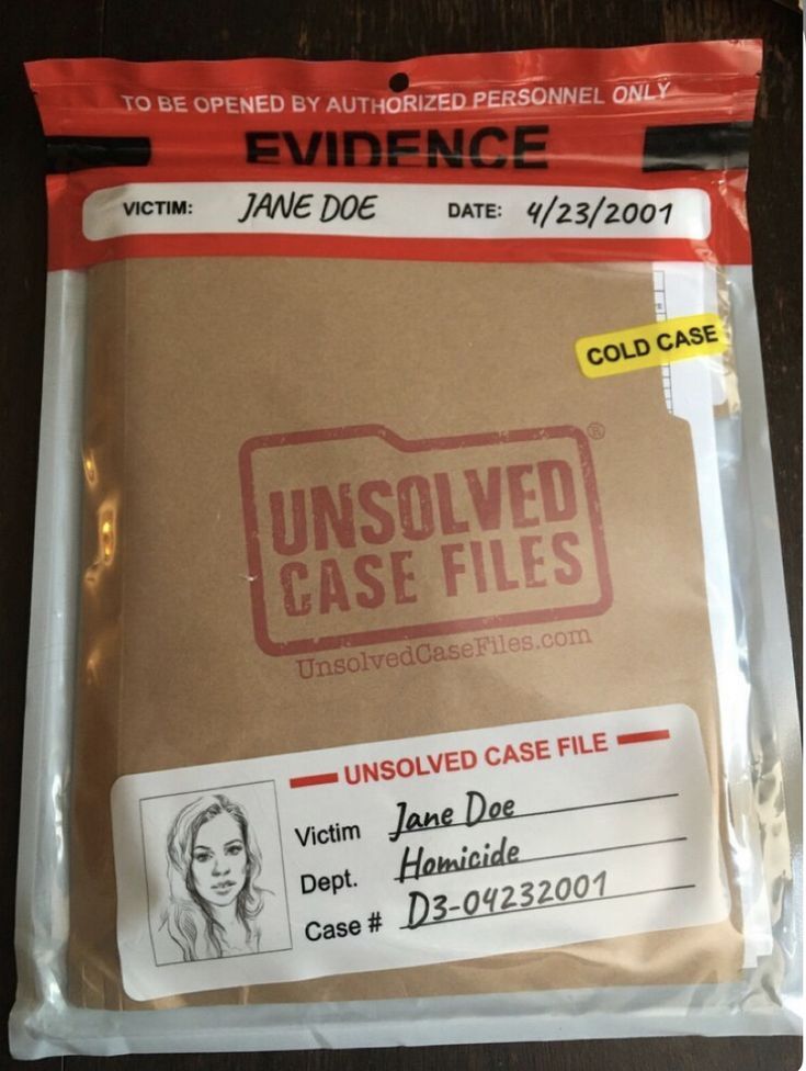 an unsolved case file in a plastic bag