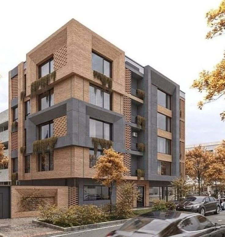 an artist's rendering of a modern apartment building