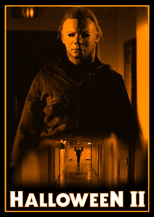 the poster for halloween ii shows a man in a hallway