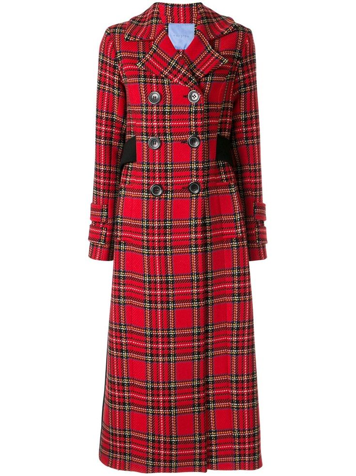 Red and black wool blend The Highland coat from MacGraw featuring a spread collar, a double breasted front fastening, long sleeves, a plaid print and a mid-length. Coat Ideas, Money Aesthetics, Tartan Clothing, Family Christmas Outfits, Chanel 2023, Tartan Fashion, Cute Christmas Outfits, Perfect Coat, Jackets Women