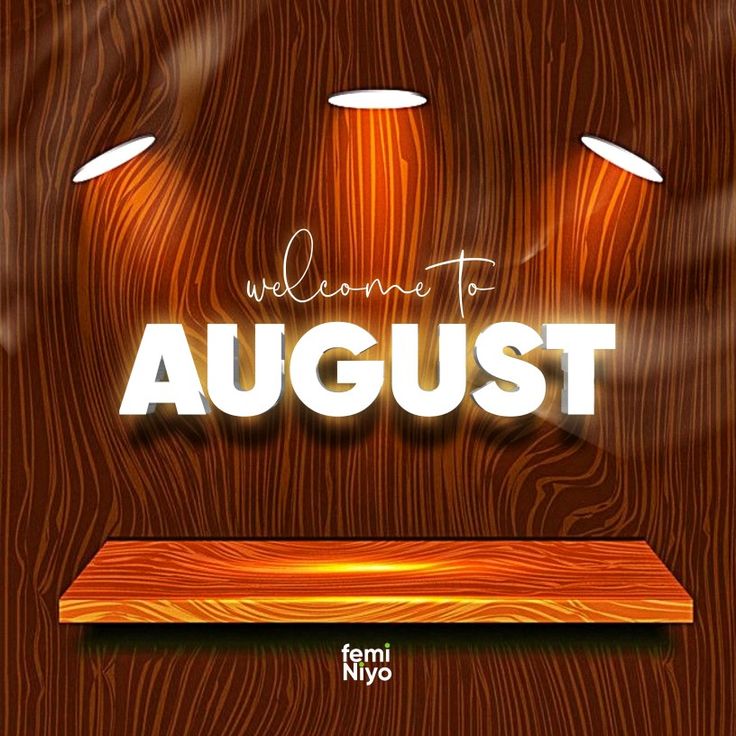 a wooden sign that says welcome to august with three lights above it on top of a shelf