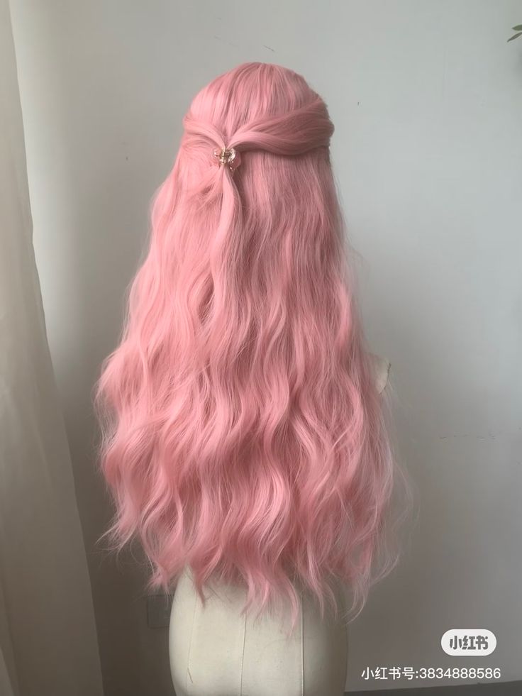 Pink Long Hair Aesthetic, Pink Korean Hair, Bubble Gum Pink Hair, Bubblegum Pink Hair, Dr Mundo, Rose Pink Hair, Long Pink Hair, Light Pink Hair, Blue Ombre Hair