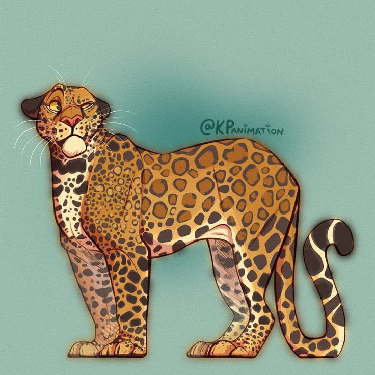 a drawing of a cheetah on a blue background