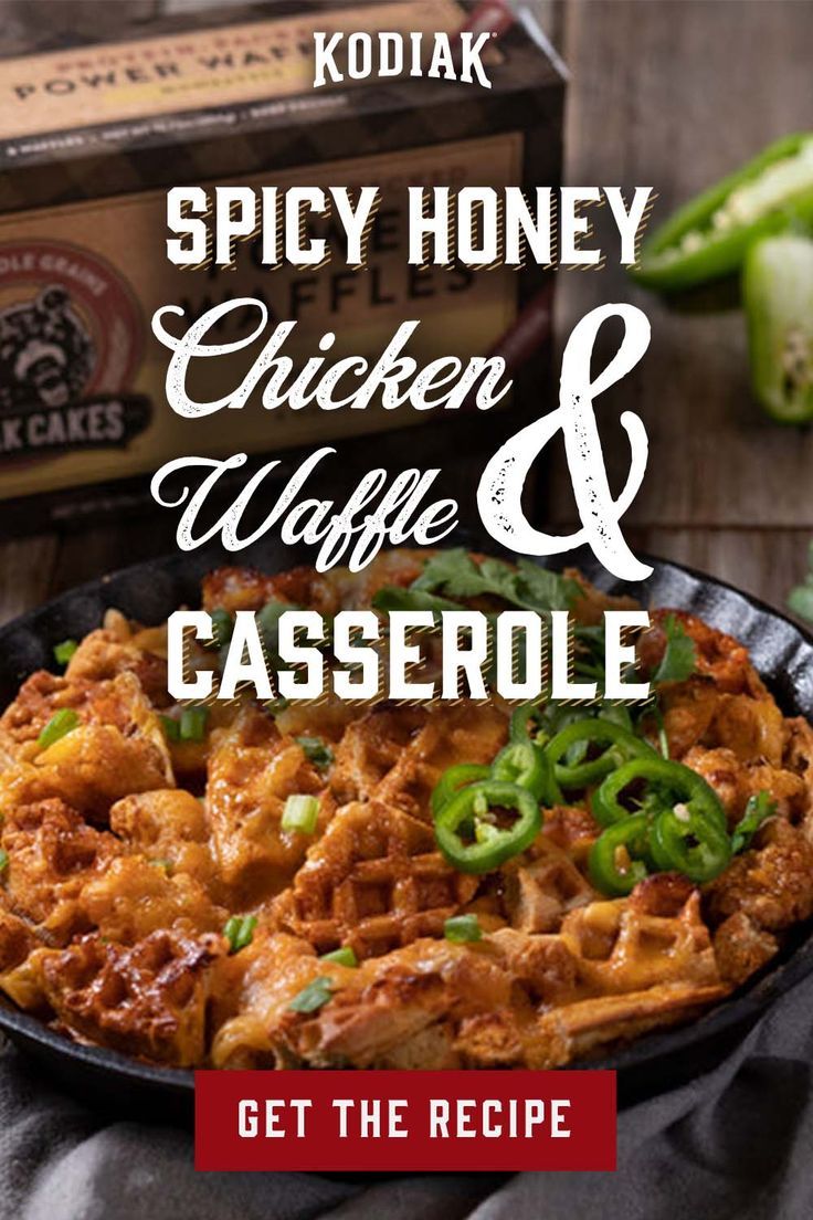 the cover of spicy honey chicken waffle and casserole