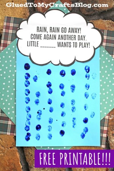 Rain Drops Crafts For Preschool, Rain Weather Crafts Preschool, Rain Day Crafts For Kids, Rain Drop Crafts For Preschool, Rainy Preschool Activities, Rain And Clouds Preschool Activities, Toddler Rain Craft, Rain Montessori Activities, Rain Lesson Plans For Toddlers