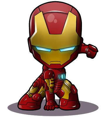 a cartoon iron man sitting on the ground