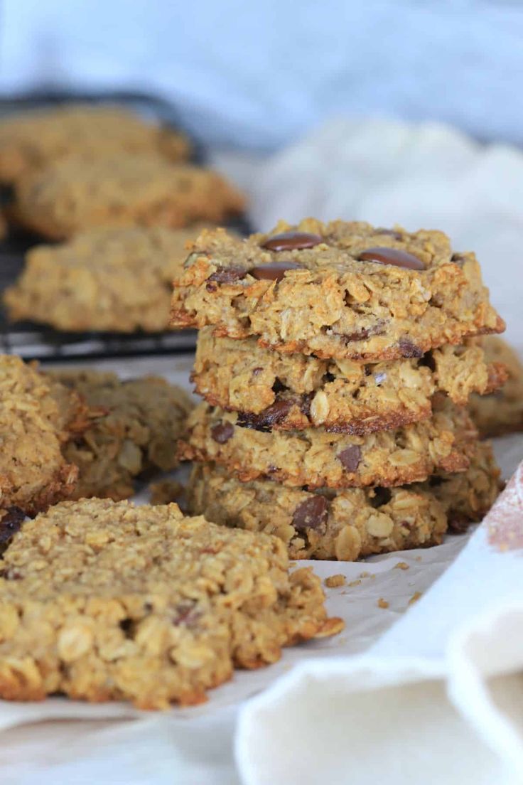 oatmeal cookies stacked on top of each other