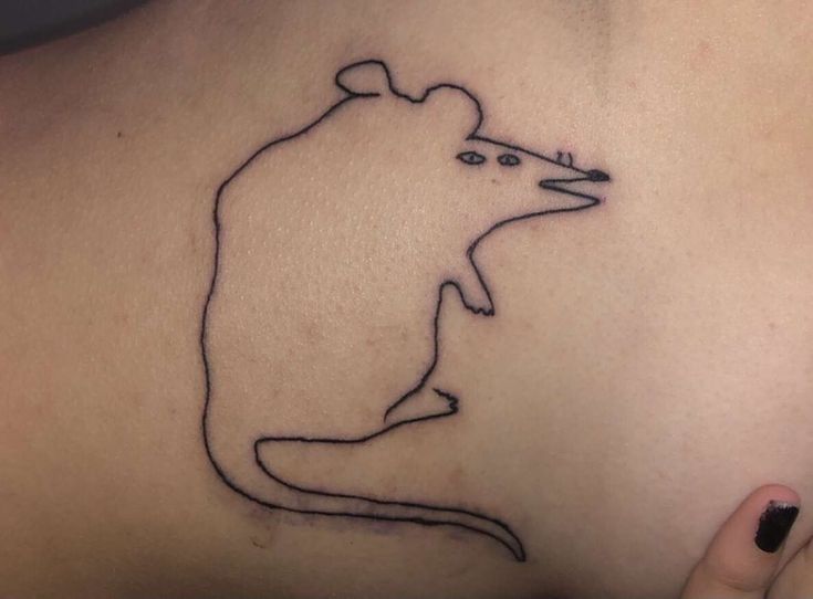 rat which is also a tattoo Rat Hand Tattoo, 3 Rats Tattoo, Double Headed Rat Tattoo, Goldfish Cracker Tattoo, Jerboa Tattoo, Clown Rat Tattoo, Funny Rat Tattoo, Rat Stick And Poke, Rat Tattoo Cute