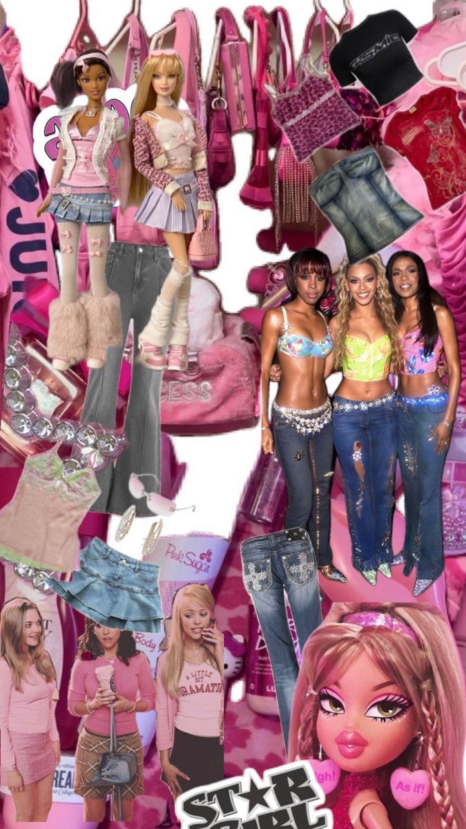 a collage of barbie dolls and clothes with the words star studs on them