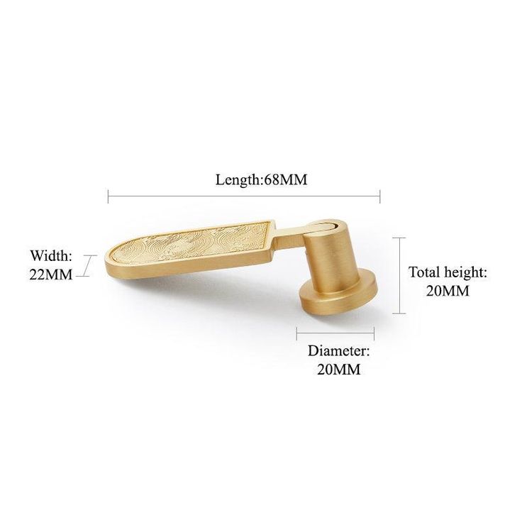 an image of a pair of gold cufflinks with measurements for each side and the length