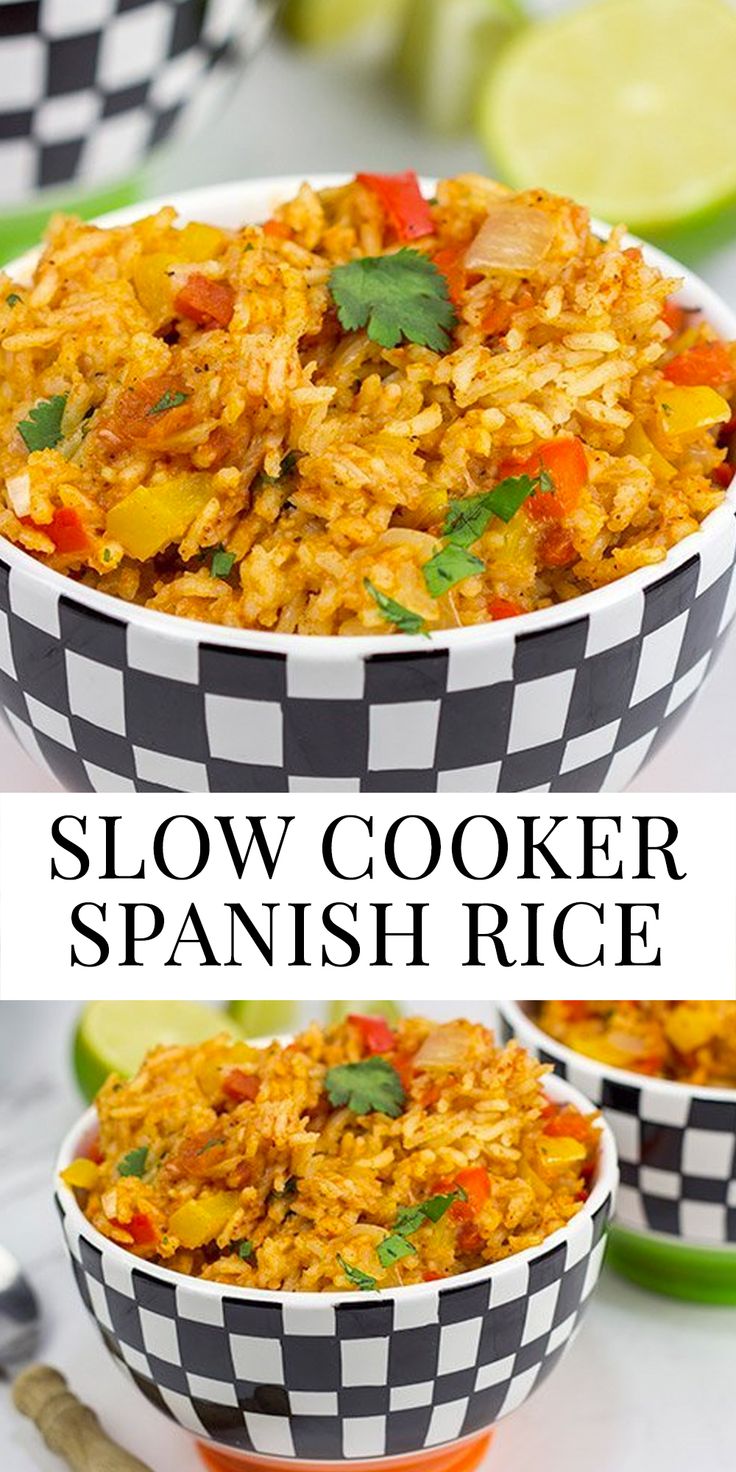 this slow cooker spanish rice is the perfect side dish to use up leftovers