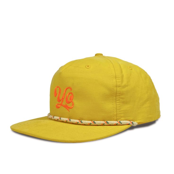 Yellow Embroidered Rope Hat - LIMITED EDITION Yellow Curved Brim Hat For Streetwear, Yellow Embroidered Snapback Hat, Yellow Snapback Hat With Embroidered Logo, Yellow Flat Brim Baseball Cap For Summer, Yellow Snapback Hat With Curved Brim For Streetwear, Yellow Snapback Baseball Cap For Spring, Yellow Snapback Hat For Streetwear With Flat Brim, Yellow Curved Brim Baseball Cap With Embroidered Logo, Yellow Flat Brim Baseball Cap For Spring