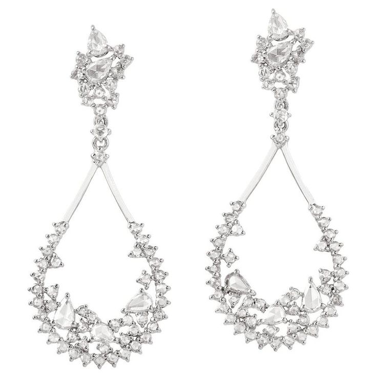 Formal Teardrop Single Cut Diamond Earrings, Luxury Rose Cut Diamond Chandelier Earrings For Wedding, Luxury Bridal Rose Cut Diamond Drop Earrings, Luxury Rose Cut Drop Diamond Earrings, Formal Rose Cut Diamond Chandelier Earrings, Formal Chandelier Earrings With Rose Cut Diamonds, Luxury Diamond White Teardrop Earrings For Wedding, Luxury Diamond Teardrop Earrings For Wedding, Dazzling Drop Diamond Earrings For Evening