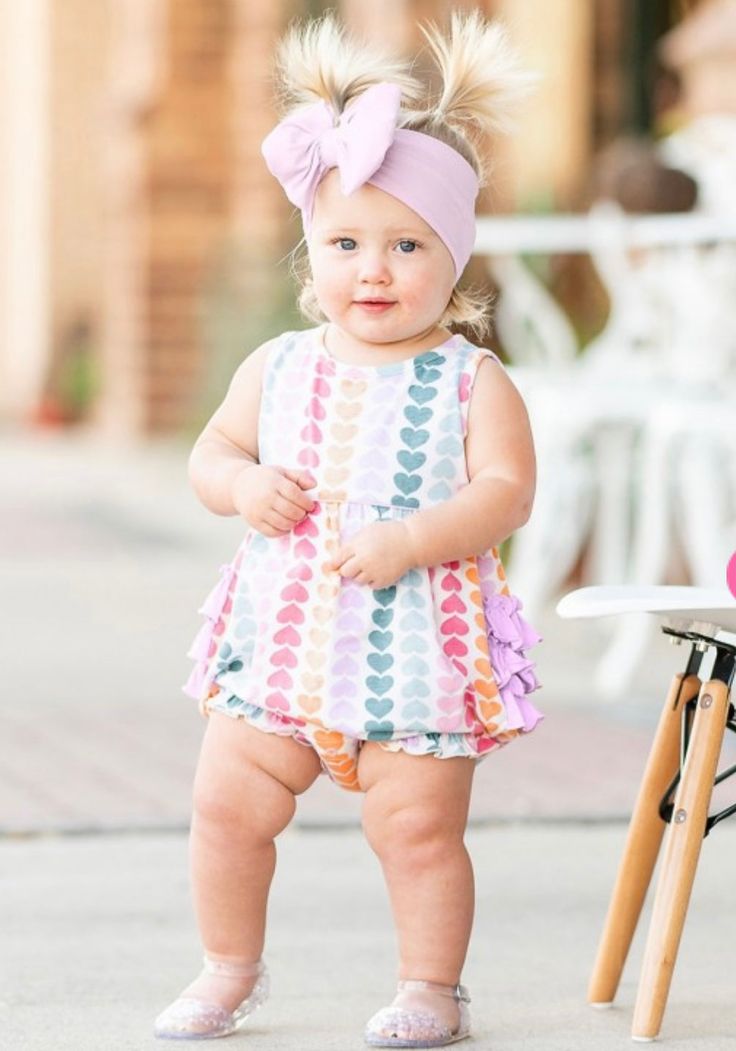 RuffleButts Rainbow Hearts Bubble Romper �– Benjamin Bunny Boutique Heart Bubbles, Benjamin Bunny, Purple Owl, Rainbow Hearts, Bamboo Clothing, Knitted Romper, Bubble Romper, Rainbow Heart, Family Photoshoot