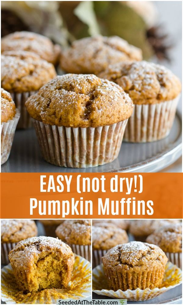 pumpkin muffins on a plate with the words easy to dry