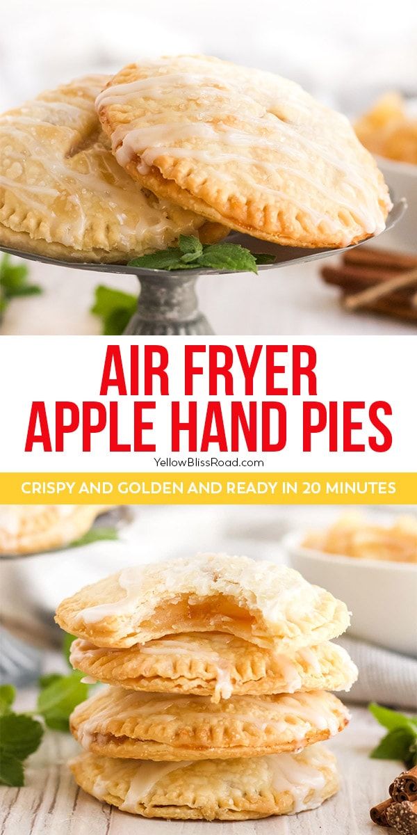 an image of air fryer apple hand pies stacked on top of each other