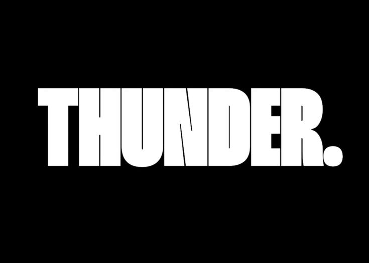 the word thunder written in white on a black background