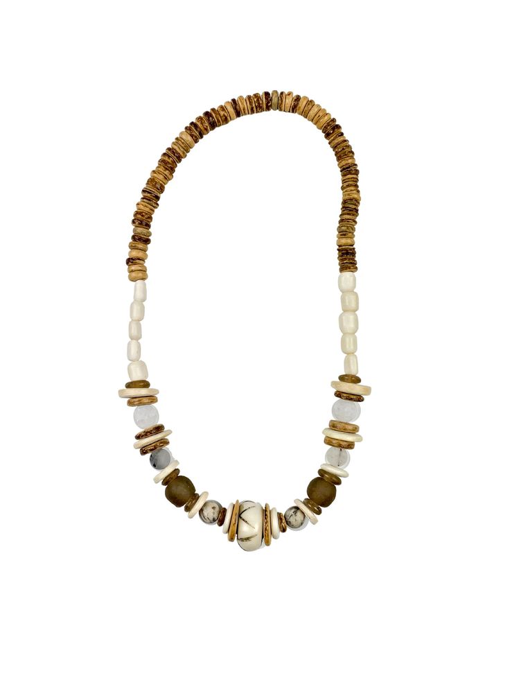 The Twine & Twig STONE Collection is designed with a combination of earthy elements to create a mixed neutral color scheme. These pieces are designed with gray, ivory and taupe stones that blend light + dark together and pair perfectly with winter sweater weather. The Twine & Twig Tribal Necklace is designed with globally sourced beads and makes the perfect layering necklace. Stretch closure allows for one size fits all. Twine & Twig jewelry may have slight variations and natural imp Earthy Natural Stone Necklaces, Adjustable Natural Hand-strung Jewelry, Natural Adjustable Hand-strung Jewelry, Nature-inspired Jewelry With Natural Stones, Nature-inspired Natural Stones Jewelry, Hand-strung Necklaces With Round Natural Beads, Bohemian Hand-strung Necklaces For Layering, Adjustable Artisan Beaded Necklaces, Natural Colored Hand-strung Necklaces With Round Beads