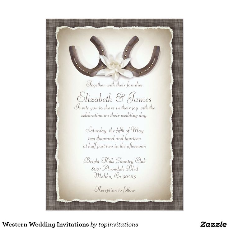 a wedding card with two horseshoes on it