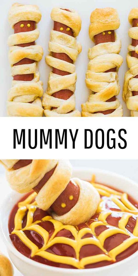 there is a bowl full of hotdogs with mustard on them and the words,'yummy dogs'above it