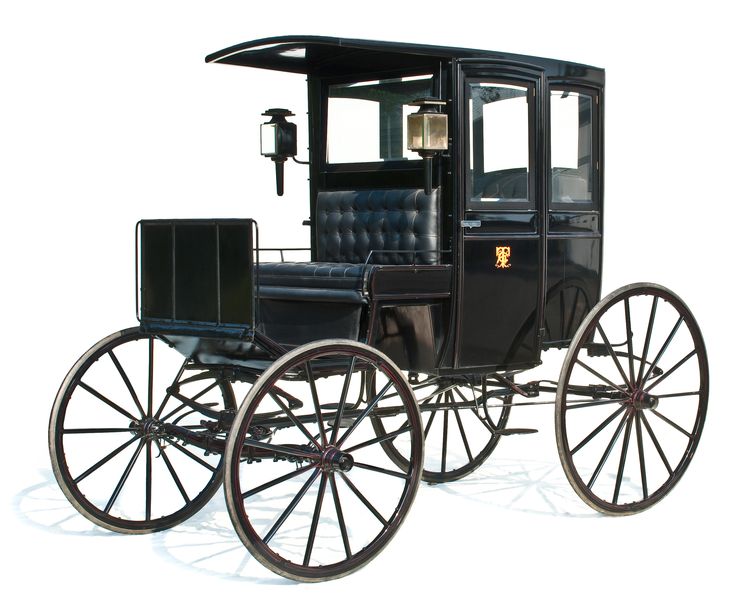 an old fashioned horse drawn carriage on a white background