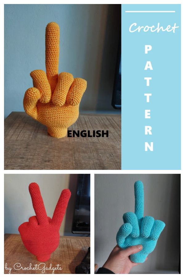 crochet patterns for the fingers and hand that are made from yarn or cotton