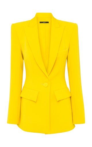 Bright Blazer, Military Style Coats, Yellow Blazer, Crepe Blazer, Unique Sweaters, Alex Perry, Military Style Jackets, Crop Top Sweatshirt, Cocktail Evening Dresses