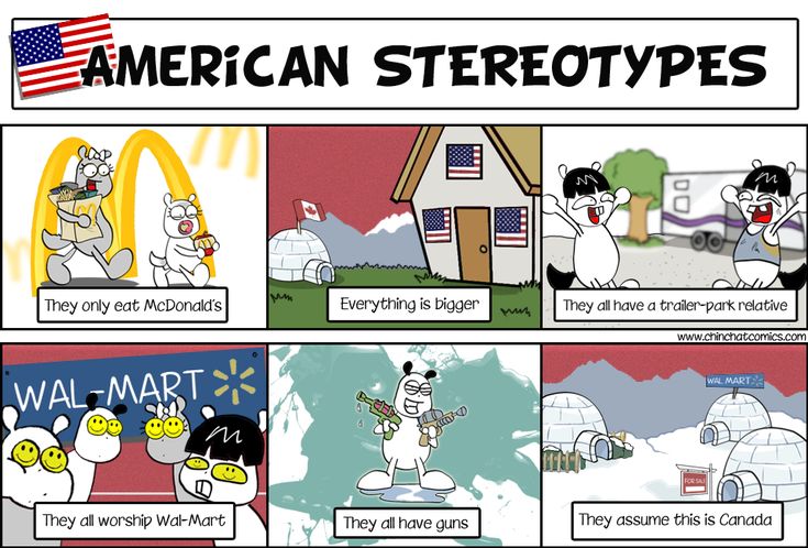 an american stereotypes comic strip with cartoon characters