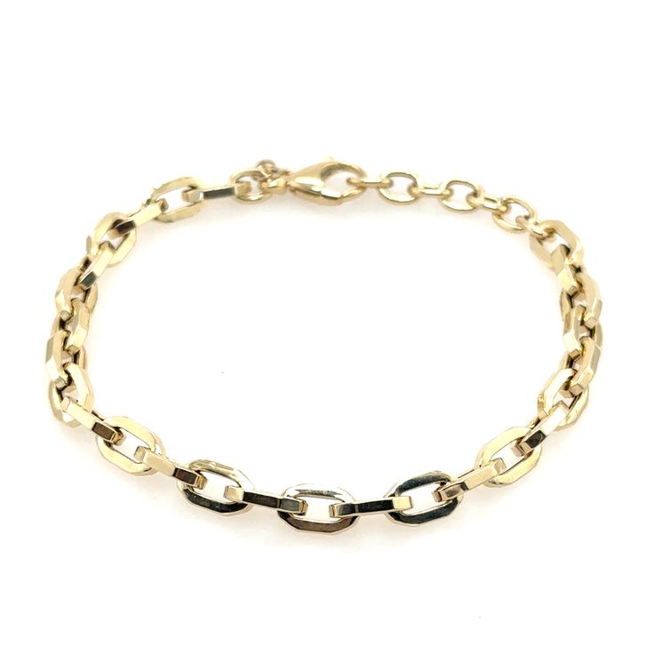 A sculptural design gives this bracelet a bold look. Can be worn alone or looks great layered with the Alex Bracelet and the River Bracelet. 14k yellow gold 3.68 grams 7" length Modern Jubilee Name Bracelet For Formal Occasions, Modern Gold Chain Link Diamond Bracelet, 14k Gold Bracelet With Solid Link Construction, Modern Tarnish-resistant Oval Link Bracelets, Modern Tarnish-resistant Oval Link Bracelet, Adjustable Oval Link Formal Bracelet, Yellow Gold Tarnish-resistant Bracelet With Rectangular Links, Modern 14k Gold Bangle Bracelet, Modern Round Gold Bracelet For Formal Occasions