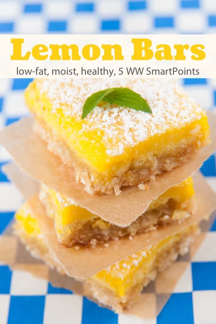 three lemon bars stacked on top of each other